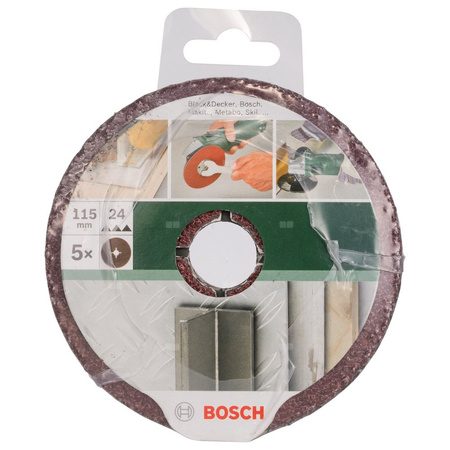 5-częściowy zestaw fibrowych tarcz ściernych do szlifierek kątowych, korund D = 115 mm, K = 24, 5 szt.