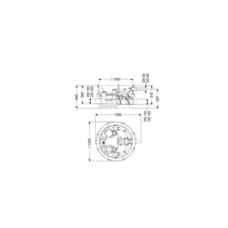 MODUŁ TECHNICZNY MONO ECOLIFT XL POMPA 400V SPF4500-S3 z automatyczną klapą zwrotną do ścieków szarych do swob. ustawienia lub połączenia ze studz.