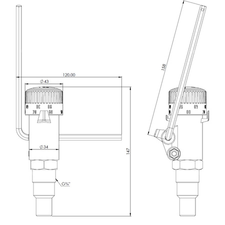 Miarkownik ciągu FR 1, zakres regulacji 30÷90'C, G3/4''