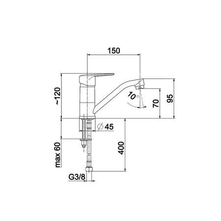 Bateria umywalkowa stojąca KFA Armatura GERMAN, chrom, obrotowa wylewka, montaż blat / otwór na baterię