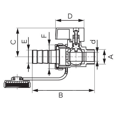 Zawór kulowy FERRO F-COMFORT 3/8'' GZ, uchwyt: motylek