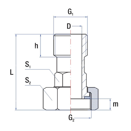 Przedłużka redukcja RUMET mosiądz 2'' x 1 1/2'' (GW x GZ), 81 mm