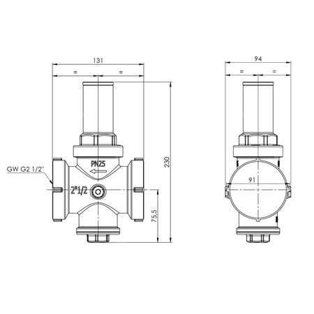 Regulator ciśnienia wody AFRISO BPR 407 mosiądz, GW 2 1/2'', 25 bar