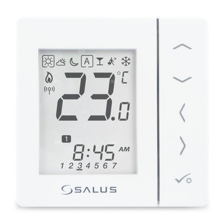 Regulator temperatury SALUS VS20WRF bezprzewodowy Zigbee z wyświetlaczem, montaż natynkowy
