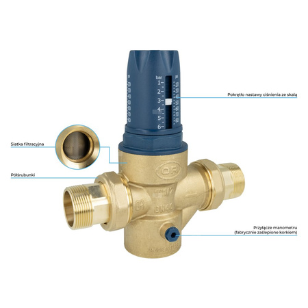 Regulator ciśnienia wody AFRISO BPR 425 mosiądz, półśrubunek 1 1/2'', 25 bar