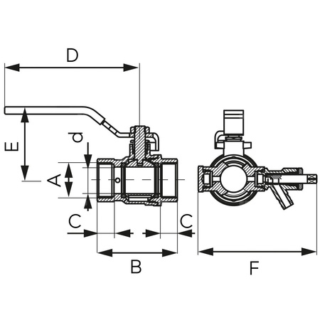 Zawór kulowy FERRO F-POWER 1/2'' GW, uchwyt: dźwignia