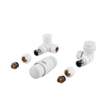 PHA-037W Kpl. termostatyczny "lewy" z nastawą wstępną do podłączenia grzejnika łazienkowego biały