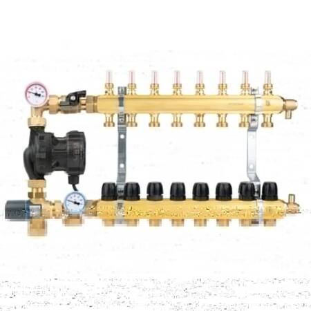 Grupa pompowa AFRISO BTU 501 AP nakrętka x nakrętka 1'' x 1'', z zaworem termostatycznym, z pompą obiegową AFRISO APH 160 15-7/130 mm