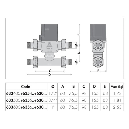 Trójdrożny zawór strefowy tłokowy 1/2" 4,99