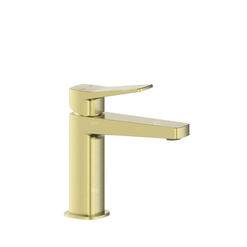 Bateria Malaga, umywalkowa, stojąca ze spustem klik-klak, PVD brushed light gold