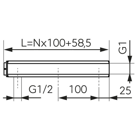 Belka rozdzielacza mosiężna, rozstaw podłączeń 100 mm, 2-drogowa