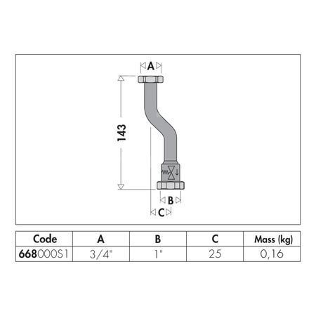 Niecentryczne obejście różnicowe ze stałą nastawą 25 kPa 1" nakrętka x 3/4" nakrętka