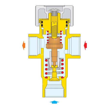 Regulowany termostatyczny zawór mieszający 1/2" 40÷60 st. C