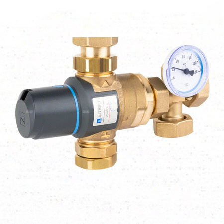 Grupa pompowa AFRISO BTU 502 AP nakrętka x nakrętka 1'' x 1'', z zaworem termostatycznym, z pompą obiegową AFRISO APH 160 15-7/130 mm