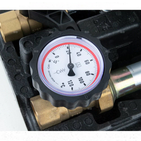 Grupa pompowa AFRISO PrimoTherm K 180-3 DN 25 GW 1'' x 1'', z zaworem mieszającym, z zaworem termostatycznym, z izolacją, z pompą obiegową Wilo Para SC 25/6