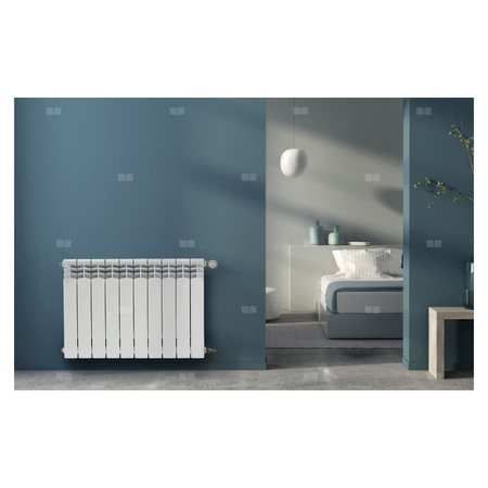 Grzejnik żeberkowy KFA Armatura G500F aluminium, podłączenie boczne 572 x 805 mm, kolor biały (RAL 9016)