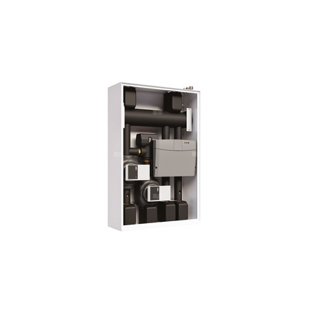 Zewnętrzny moduł hydrauliczny z możliwością pracy w trybie chłodzenia - 1 strefa gorąca, 1 strefa chłodna (podłogowa) z wbudowanymi 2 pompami modulowanymi, zaworem mieszającym z siłownikiem oraz układem sterowania do połączenia z pompą ciepła