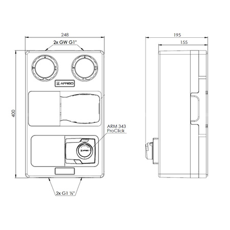 Grupa pompowa AFRISO PrimoTherm K 180-2 DN 25 3-WM-SM GZ x GW 1 1/2'' x 1'', z zaworem mieszającym, z siłownikiem arm 343 proclick