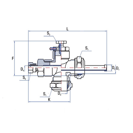 Złącze krzyżowe RUMET z tuleją zanurzeniową Mosiądz 3/4'' x 18 mm (GZ)