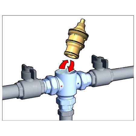Regulowany termostatyczny zawór mieszający z wymiennym wkładem do systemów scentralizowanych 1 1/4"
