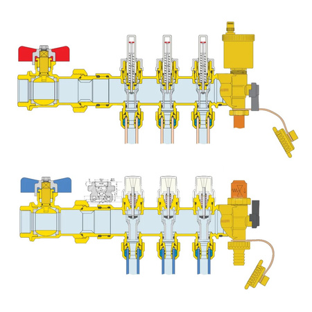 Zespół rozdzielaczy 1 1/4 "GW X 12 wyjść 3/4" GZ