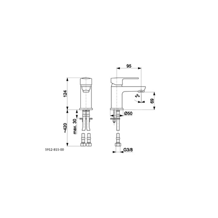 Bateria umywalkowa stojąca KFA Armatura MOHIT, chrom, montaż blat / otwór na baterię