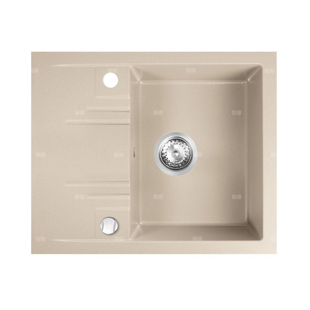 MEZZO II zlewozmywak granitowy 1-komorowy z ociekaczem 48/58, piasek