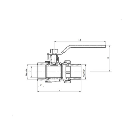 Zawór kulowy nakrętno-wkrętny DN40 (1 1/2") ze śrubunkiem i dźwignią