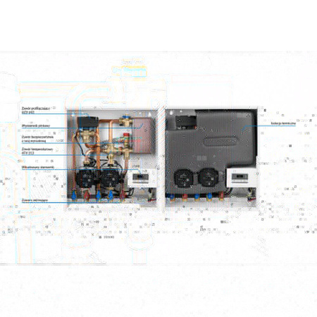 Grupa pompowa AFRISO PrimoBox AHB 642 GZ x GW 3/4'' x 3/4'', z zaworem termostatycznym, z izolacją, z pompą obiegową 2x Grunfos UPM3 Auto