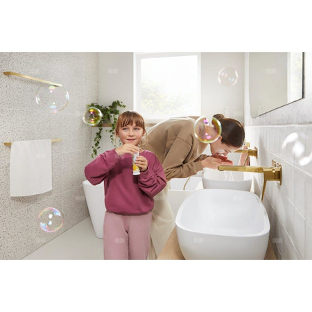 Bateria Malaga, umywalkowa, podtynkowa, ścienna, PVD brushed light gold