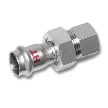 Śrubunek SANHA NiroSan Press Industry z uszczelką trzyczęściowy, stal nierdzewna, 42 mm x 1 1/2'' (zw x GW)