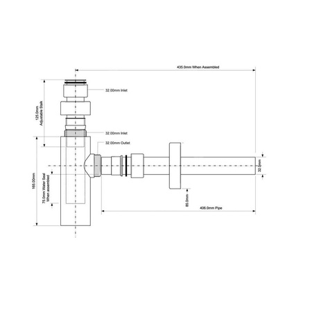 Syfon umywalkowy butelkowy DEKORACYJNY 11/4"x32 bez spustu SATYNA