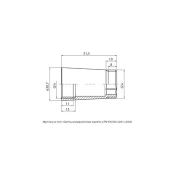 PHA-351 G3/4 WZ PN16 Przedłużka pod baterię chromowana wzmocniona CuZn-C