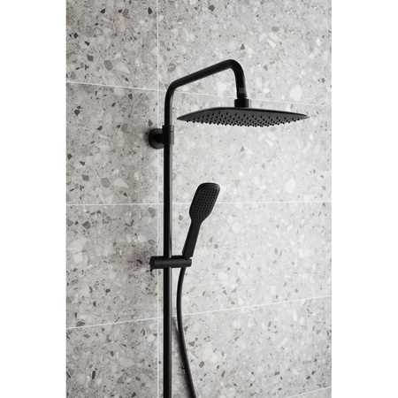 Deszczownia LOGON z baterią natryskową Black i składaną wylewką