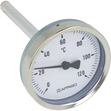 Termometr bimetaliczny AFRISO BiTh fi 63 mm 0…120'C tuleja 100 mm połączenie ax