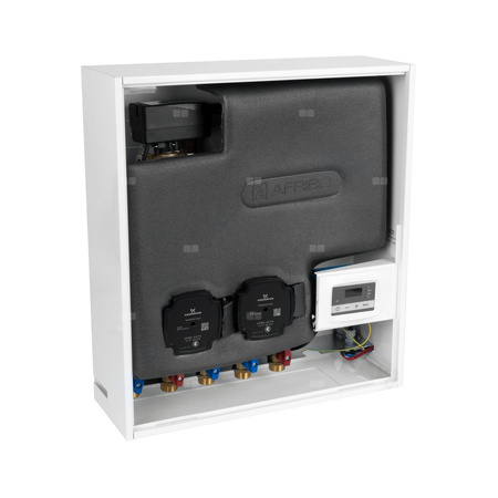 Grupa pompowa AFRISO PrimoBox AHB 642 GZ x GW 3/4'' x 3/4'', z zaworem termostatycznym, z izolacją, z pompą obiegową 2x Grunfos UPM3 Auto