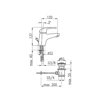 Bateria umywalkowa stojąca KFA Armatura ALBIT, chrom, montaż blat / otwór na baterię