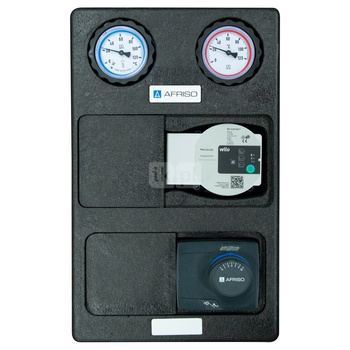 Grupa pompowa AFRISO PrimoTherm K 180-2 DN 25 WP 3-WM-SM GZ x GW 1 1/2'' x 1'', z zaworem mieszającym, z izolacją, z pompą obiegową Wilo Para SC 25/6, z siłownikiem arm 343 proclick