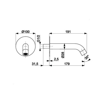 Wylot wannowy MOZA podtynkowy, chrom
