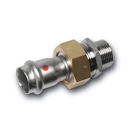 Śrubunek SANHA NiroTherm Press z uszczelką trzyczęściowy, stal nierdzewna, 42 mm x 1 1/2'' (zw x GZ)