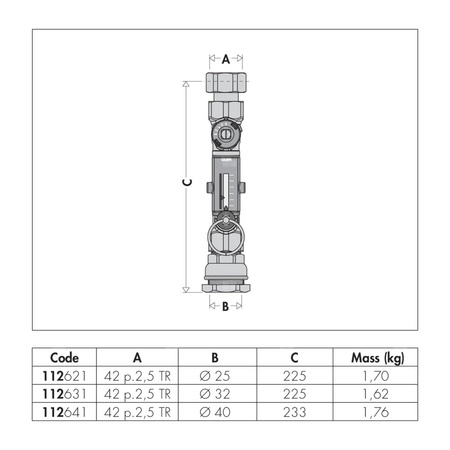 Zawór równoważący z przepływomierzem 42 p.2,5 TR x O 25