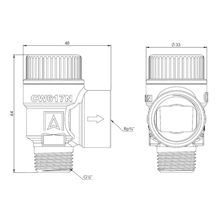 Zawór przelewowy AFRISO MS mosiądz 2,5 bar GZ x GW 1/2'' x 3/4''