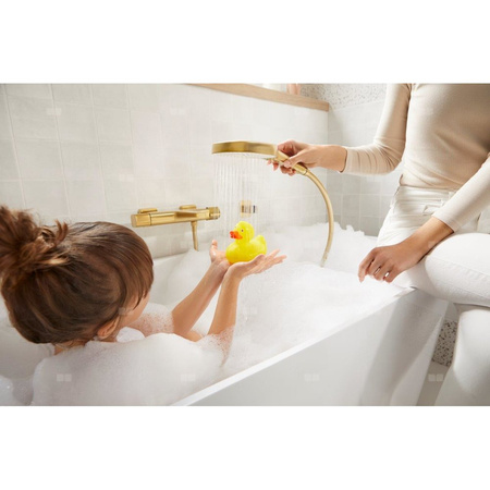 Bateria Malaga, termostatyczna, wannowa, ścienna, PVD brushed light gold