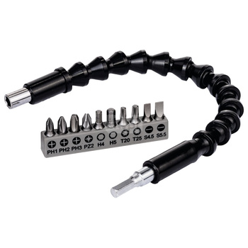 Plastikowa, elastyczna przedłużka SDB, 11 szt. Plastikowa, elastyczna przedłużka, 300 mm, zestaw końcówek wkręcających PH1, PH2,