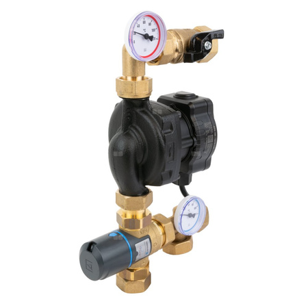 Grupa pompowa AFRISO BTU 501 AP nakrętka x nakrętka 1'' x 1'', z zaworem termostatycznym, z pompą obiegową AFRISO APH 160 15-7/130 mm