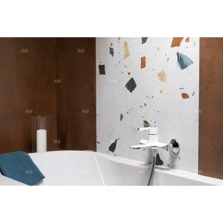 Bateria wannowa ścienna KFA Armatura ANGELIT, kolor chrom biała