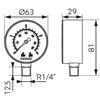 Manometr z rurką Bourdona FERRO 0/4 bar radialne 1/4'' fi 63 mm