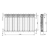 Grzejnik żeberkowy KFA Armatura G500F/12 aluminium, podłączenie boczne 572 x 966 mm, kolor biały (RAL 9010)