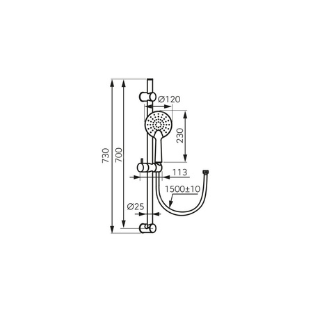 Zestaw natryskowy przesuwny 1-funkcyjny PHILA, chrom, z systemem Auto-Clean