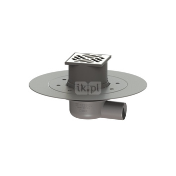 Wpust KESSEL Classic z 1 przyłączem DN 50, odpływ poziomy (zdejmowany), kratka 100x100mm stal nierdzewna